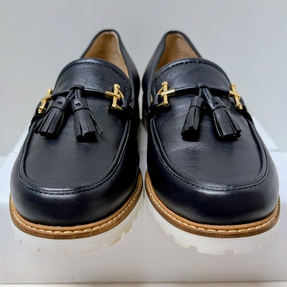 Talbots Laura Tassel Soft Nappa Loafers in Navy Blue & White - Picture 10 of 16